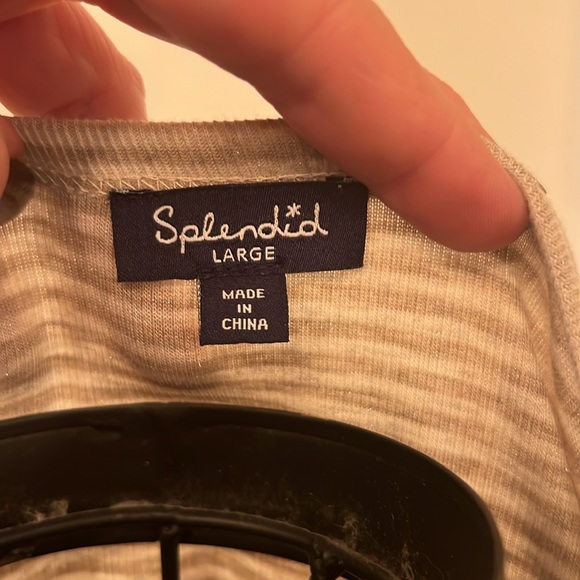 Splendid Puff Shoulder Striped Top-Sz L - Picture 5 of 7